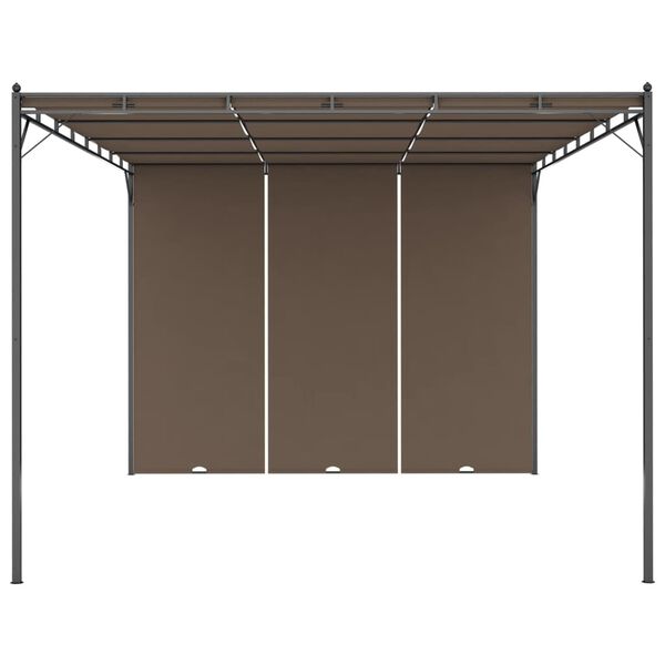 vidaXL Gartenpavillon mit Seitenvorhang 4x3x2,25 m Taupe