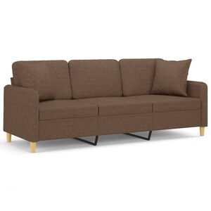vidaXL 3-Sitzer-Sofa mit Zierkissen Braun 180 cm Stoff