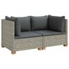 vidaXL 2 Stk. Rattan-Lounge-Set mit Kissen GENDT Naturrattan Kubu Grau