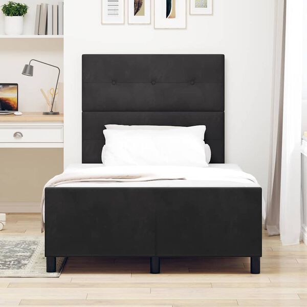 vidaXL Boxspringbett mit Kopfteil Schwarz 120 x 190 cm Samt
