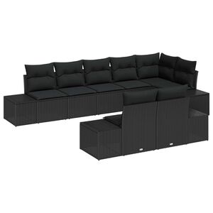 vidaXL Gartensofa-set mit Kissen 8 pcs Schwarz Poly-Rattan