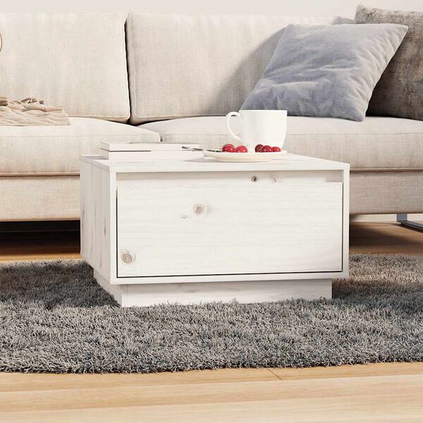 vidaXL Couchtisch Wei&szlig; 55x56x32 cm Massivholz Kiefer