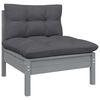vidaXL 7-tlg. Garten-Lounge-Set mit Kissen Grau Kiefer Massivholz