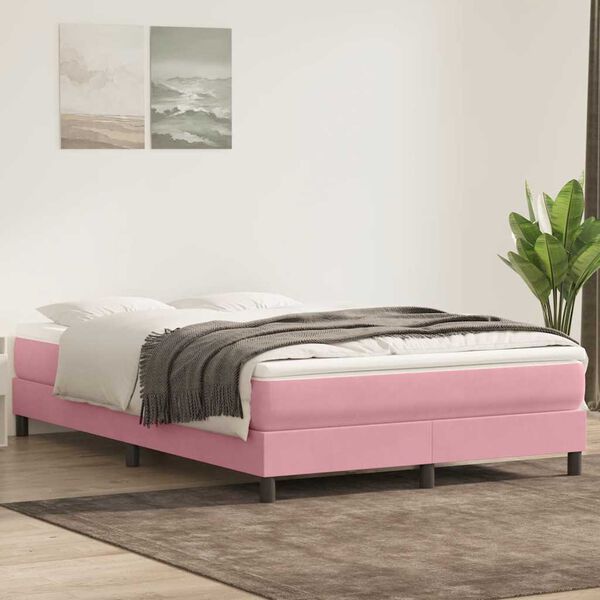 vidaXL Boxspringbett ohne Matratze Rosa 140x220 cm Samt