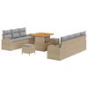 vidaXL Garten-Sofa-Set mit Kissen 10 pcs Beige Poly Rattan