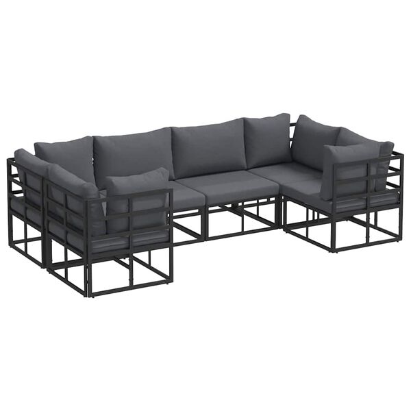 vidaXL Gartensofa-set mit Kissen 6 pcs Schwarz Aluminium