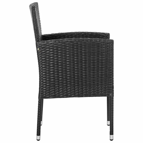 vidaXL Gartenstühle mit Kissen in Schwarz 2 Stk. Schwarz Poly Rattan