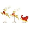 vidaXL Weihnachtsrentier mit Schlitten 3 stk. 72 LEDs Warmes Wei&szlig;