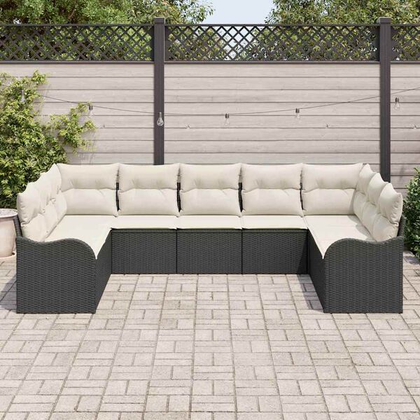 vidaXL Gartensofa-set 9 pcs Schwarz Poly-Rattan
