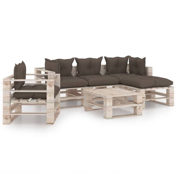 vidaXL 6-tlg. Garten-Lounge-Set aus Paletten mit Kissen Kiefernholz