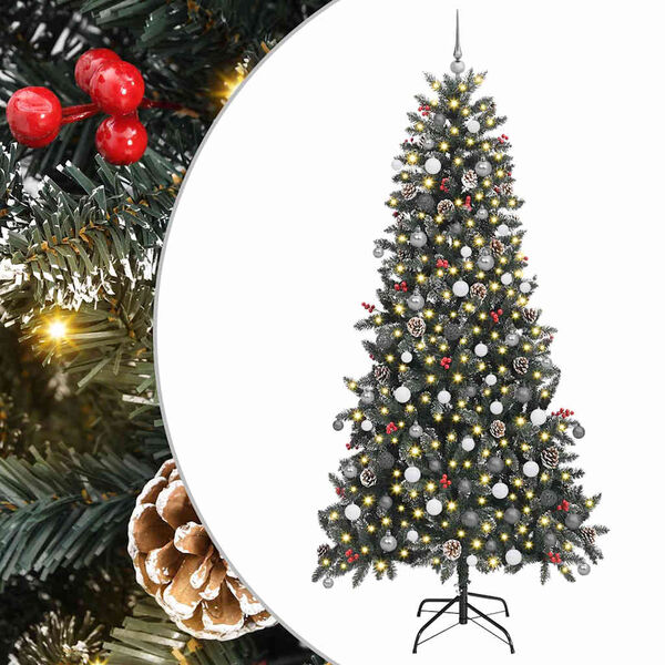 vidaXL K&uuml;nstlicher Weihnachtsbaum Gr&uuml;n 240 cm PVC, Plastik und Stahl