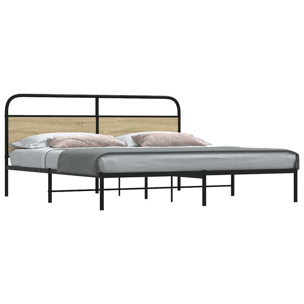vidaXL Metallbett ohne Matratze Sonoma-Eiche 183x213 cm
