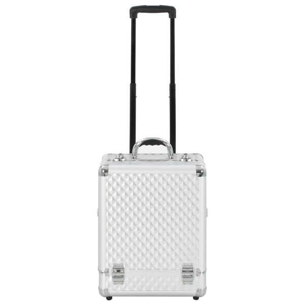 vidaXL Kosmetik-Trolley 35&times;29&times;45 cm Silbern Aluminium