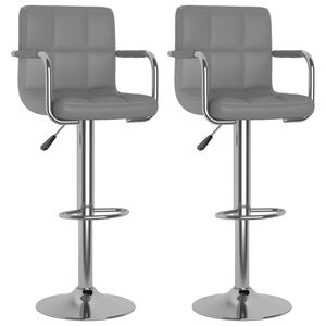 vidaXL Barhocker 2 Stk. Grau Kunstleder