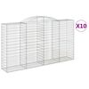 vidaXL Gabionen mit Hochbogen 10 Stk 300x50x160/180cm Verzinktes Eisen