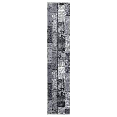vidaXL Teppichläufer BCF Grau mit Blockmuster 80x500 cm