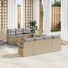 vidaXL Garten-Sofa-Set mit Kissen mit Speicher 8 pcs Beige Poly Rattan