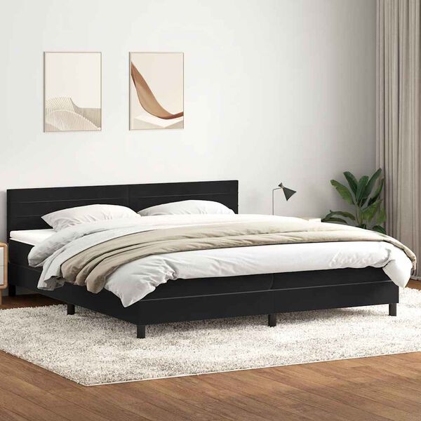 vidaXL Boxspringbett mit Matratze Schwarz 200x210 cm Samt