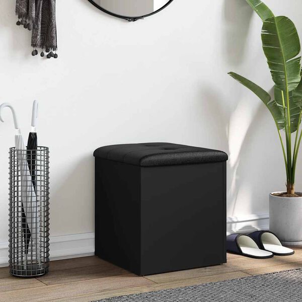 vidaXL Sitzbank mit Stauraum Schwarz 42x42x45 cm Holzwerkstoff