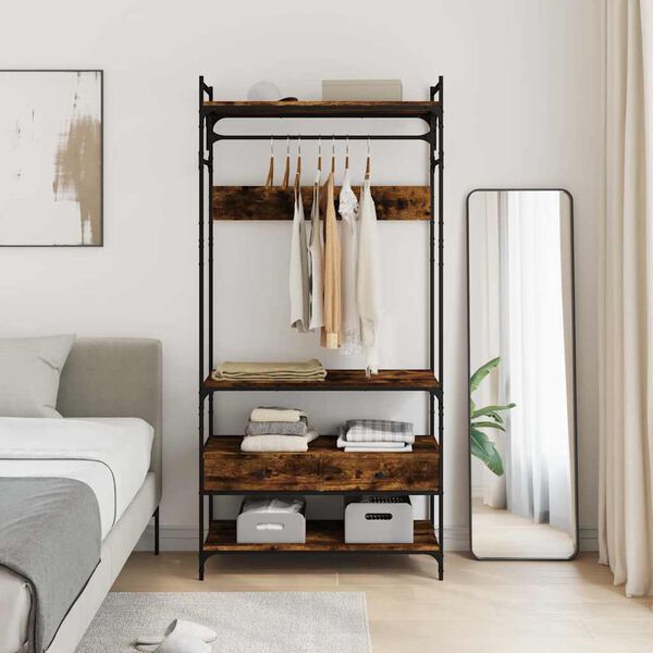 vidaXL Kleiderständer mit Schubladen Räuchereiche 89x39x184,5 cm