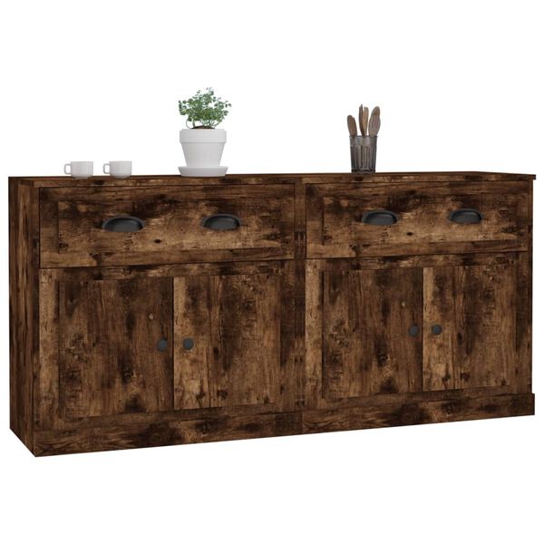 vidaXL Sideboards 2 Stk. R&auml;uchereiche Holzwerkstoff