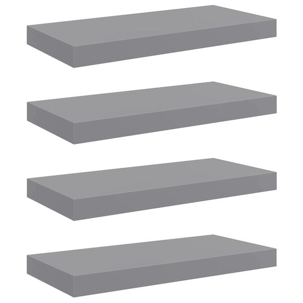 vidaXL Schweberegale 4 Stk. Grau 50x23,5x3,8 cm MDF