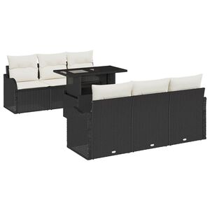 vidaXL Gartensofa-set 7 Stk. 6-Sitzanzahl Schwarz Poly Rattan
