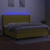 vidaXL Boxspringbett mit Matratze & LED Gr&uuml;n 200x200 cm Stoff