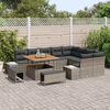 vidaXL Gartensofa-set mit Kissen mit Speicher 12 pcs Grau Poly Rattan