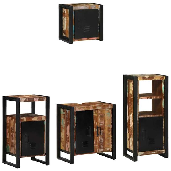 vidaXL Badezimmermöbel-Set 4 pcs Braun Massives upgecyceltes Holz