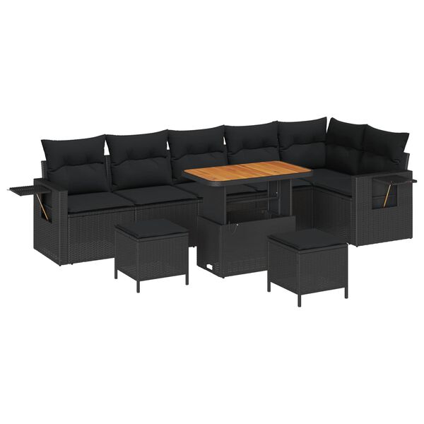 vidaXL Gartensofa-set mit Kissen 11 pcs Schwarz Poly-Rattan