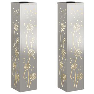 vidaXL Solar LED Weg Licht 2 stk. Warmes Wei&szlig; 18 x 18 x 80 cm
