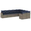 vidaXL 9-teiliges Gartensofa-Set mit Kissen, grau, Polyrattan