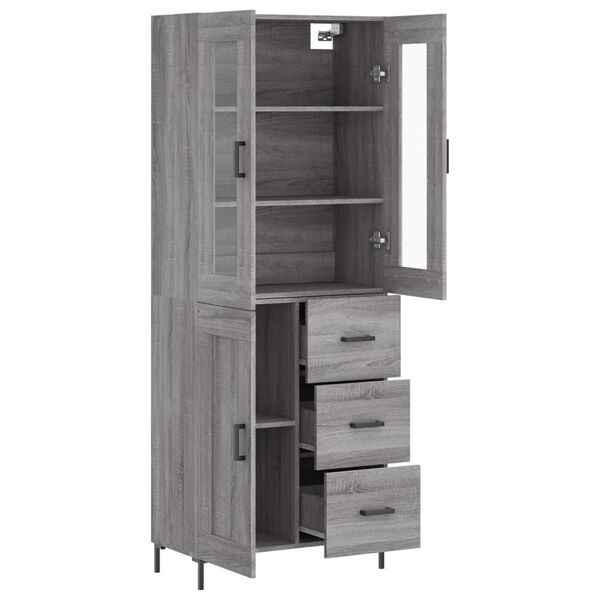 vidaXL Highboard Grau Sonoma 69,5x34x180 cm Holzwerkstoff