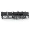 vidaXL 6-tlg. Garten-Lounge-Set mit Kissen Anthrazit Stahl