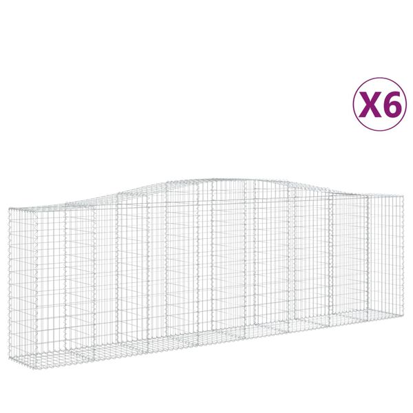 vidaXL Gabionen mit Hochbogen 6 Stk. 400x50x120/140cm Verzinktes Eisen
