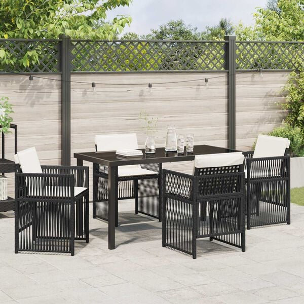 vidaXL Garten Essgruppe 5 pcs Schwarz Pulverbeschichteter Stahl