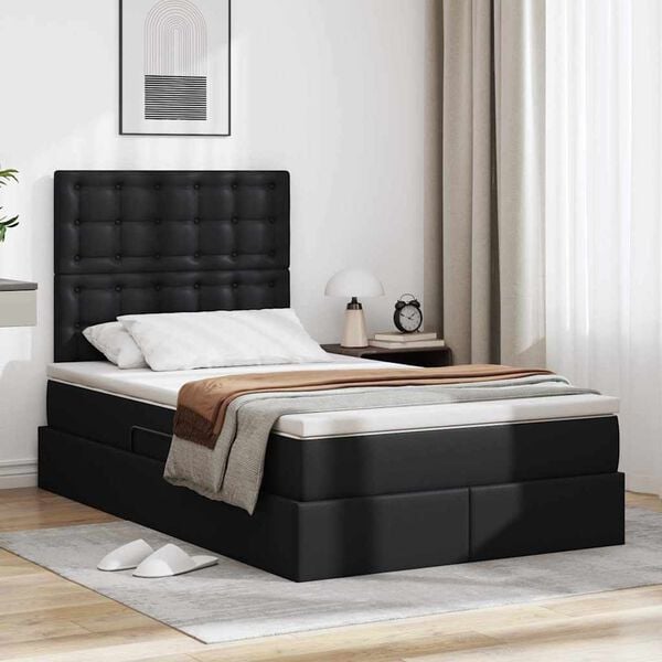 vidaXL Bett mit Stauraum und LED Schwarz 120 x 200 cm Kunstleder