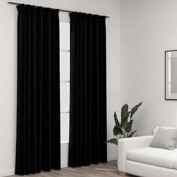 vidaXL Verdunkelungsvorh&auml;nge Haken Leinenoptik 2Stk. Schwarz 140x245cm