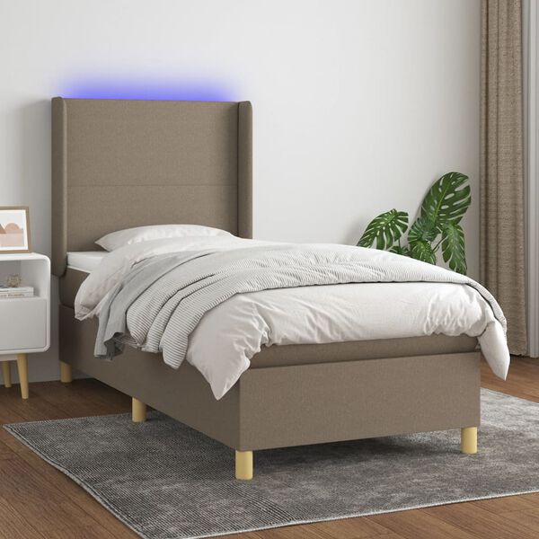 vidaXL Boxspringbett mit Matratze & LED Taupe 80x200 cm Stoff
