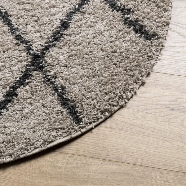 vidaXL Shaggy-Teppich PAMPLONA Hochflor Modern Beige Anthrazit Ø 280cm