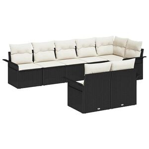 vidaXL Gartensofa-set mit Kissen 8 pcs Schwarz Poly-Rattan