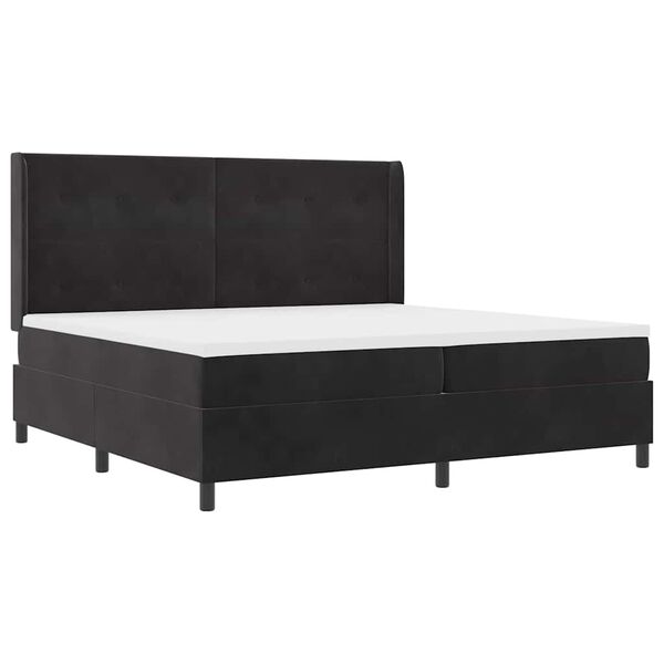 vidaXL Boxspringbett mit Matratze mit LED Schwarz 200 x 200 cm Samt