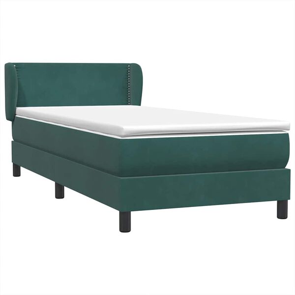 vidaXL Boxspringbett mit Matratze Dunkelgr&uuml;n 90x220 cm Samt