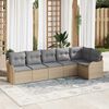 vidaXL Garten-Sofa-Set mit Kissen mit Speicher 6 pcs Beige Poly Rattan