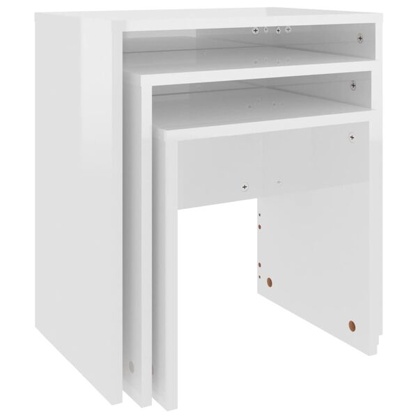 vidaXL Satztische 3-tlg. Hochglanz-Wei&szlig; Holzwerkstoff