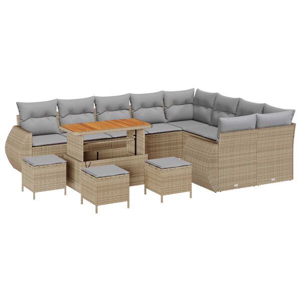 vidaXL Gartensofa-set mit Kissen 13 pcs Beige und Hellgrau Poly Rattan