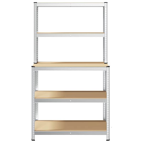 vidaXL Arbeitstisch mit 5 Ablagen Silbern Stahl & Holzwerkstoff