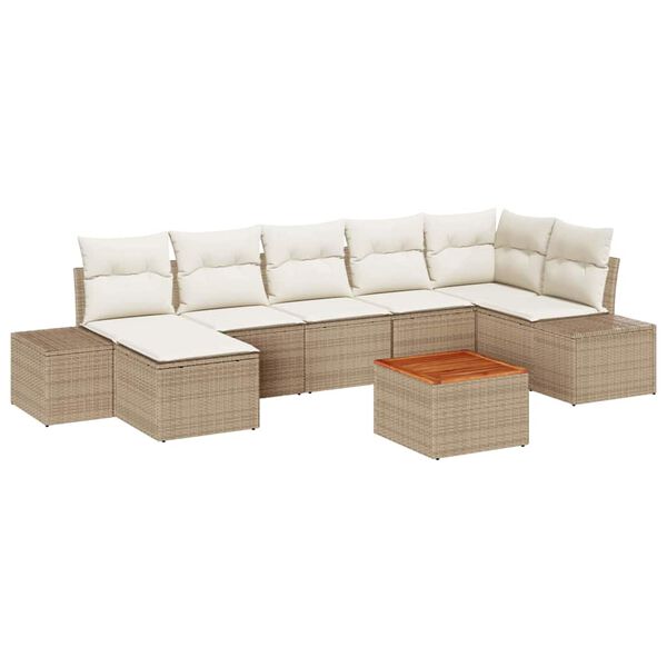 vidaXL Gartensofa-set mit Kissen 8 pcs Beige Poly-Rattan