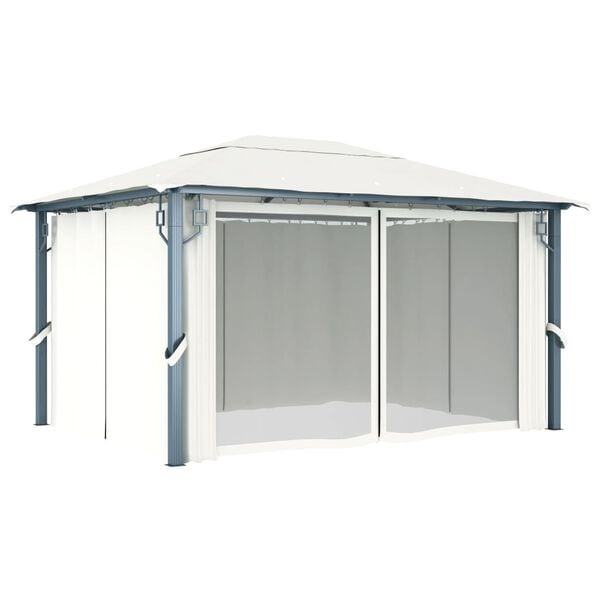 vidaXL Pavillon mit Vorhängen 400 x 300 cm Creme Aluminium